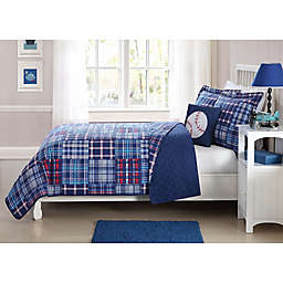 Plaid Patch 3-Piece Full Quilt Set in Blue/Red