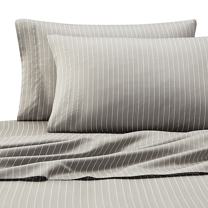 Eddie Bauer® Pinstripe Sheet Set in Grey Bed Bath and Beyond Canada