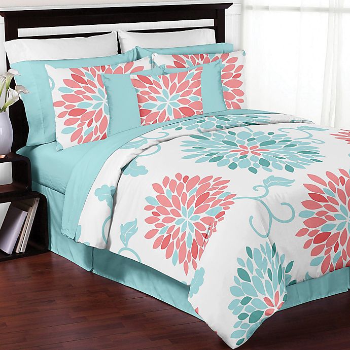 Alternate image 1 for Sweet Jojo Designs Emma Bedding Collection in White/Turquoise