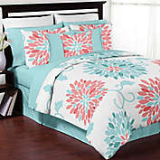 Sweet Jojo Designs Emma Queen Comforter Set in White/Turquoise