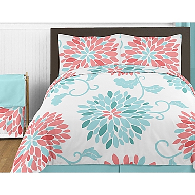 Sweet Jojo Designs Emma Bedding Collection in White/Turquoise. View a larger version of this product image.