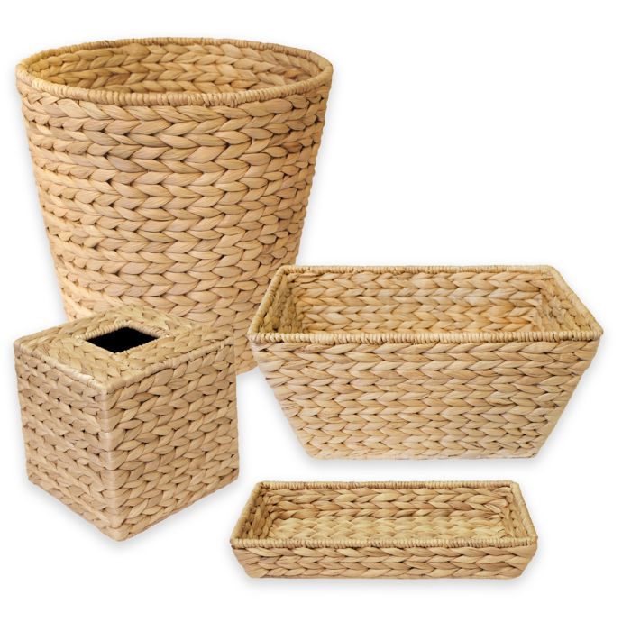 wicker bathroom trash can