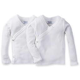 Gerber® Size 0-3M 2-Pack Side Snap Long Sleeve Shirts in White