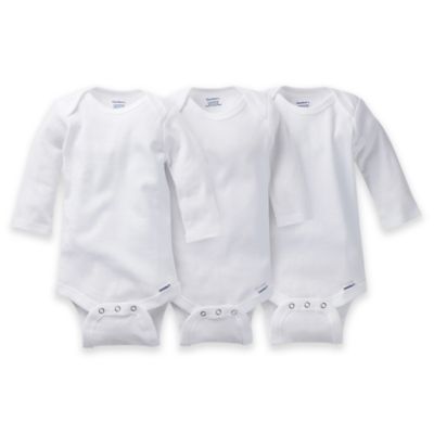 Gerber ONESIES&reg; Brand Size 24M 3-Pack Long Sleeve Bodysuits in White