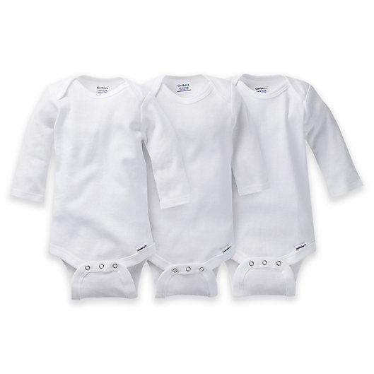 Alternate image 1 for Gerber ONESIES® Brand 3-Pack Long Sleeve Bodysuits in White
