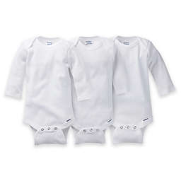 Gerber ONESIES® Brand Size 3-6M 3-Pack Long Sleeve Bodysuits in White