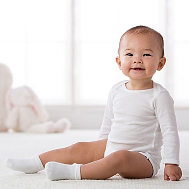 Gerber ONESIES&reg; Brand Size 18M 3-Pack Long Sleeve Bodysuits in White. View a larger version of this product image.
