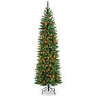 Alternate image 0 for National Tree 7-Foot Kingswood Fir Hinged Pre-Lit Pencil Christmas Tree with Multicolored Lights