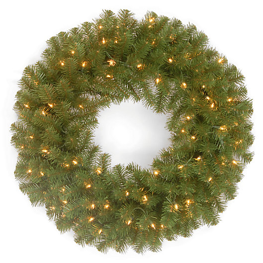 Alternate image 1 for National Tree Company 24-Inch North Valley Spruce Wreath with Clear Lights