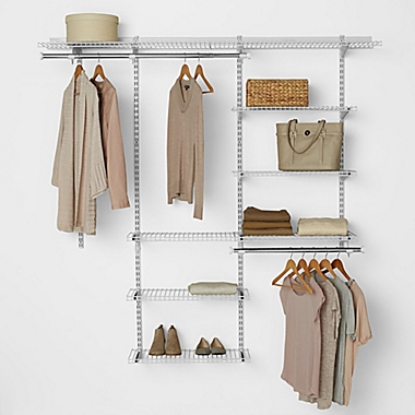 Rubbermaid&reg; 3-Foot to 6-Foot Deluxe Closet Organizer Kit in White. View a larger version of this product image.