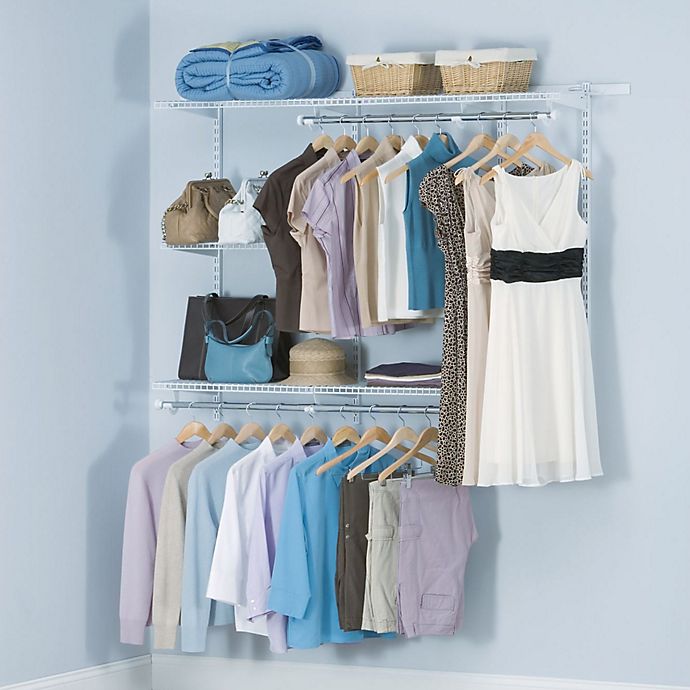 Rubbermaid® 3-Foot to 6-Foot Closet Organizer Kit in White | Bed Bath ...