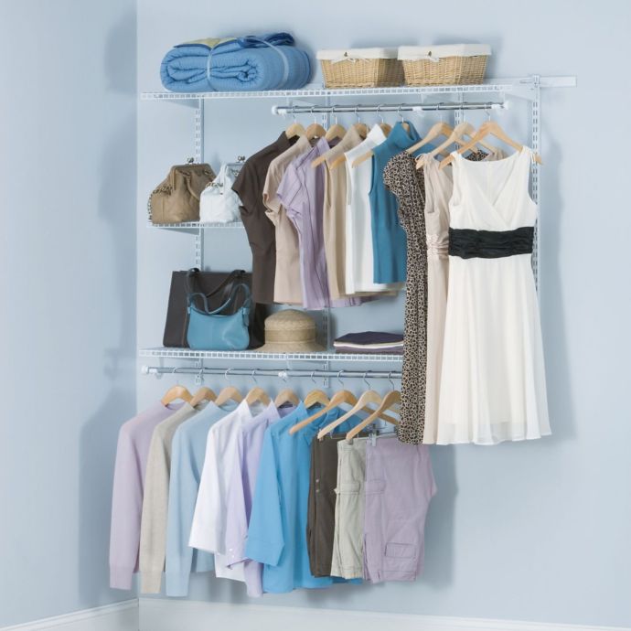 Rubbermaid® 3-Foot to 6-Foot Closet Organizer Kit in White | Bed Bath ...