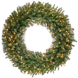 National Tree Company 48-Inch Pre-Lit Norwood Fir Wreath with Warm White LED Lights