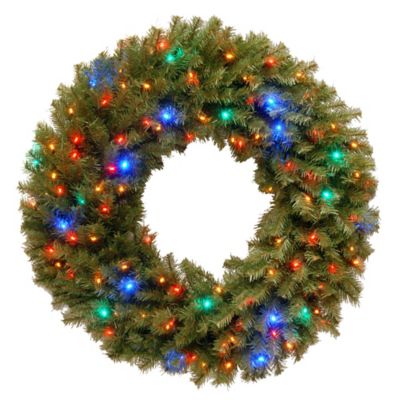 National Tree Company 36-Inch Pre-Lit Norwich Fir Wreath with Multicolor LED Lights