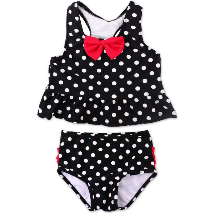 Ruffle Butts® Vintage Bow Peplum 2-Piece Tankini in Black | Bed Bath ...