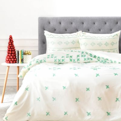 Deny Designs Social Proper Holiday Sweater Duvet Cover in Green