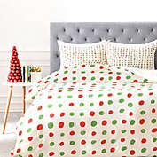 Deny Designs Leah Flores Holiday Polka Dots Twin Duvet Cover in Red