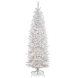 National Tree Company 7-Foot Kingswood White Fir Pre-Lit Pencil Christmas Tree with Clear Lights