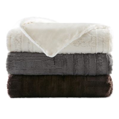 Brielle Cable Knit Reversible Throw Blanket With Faux Sherpa Lining Bed Bath Beyond