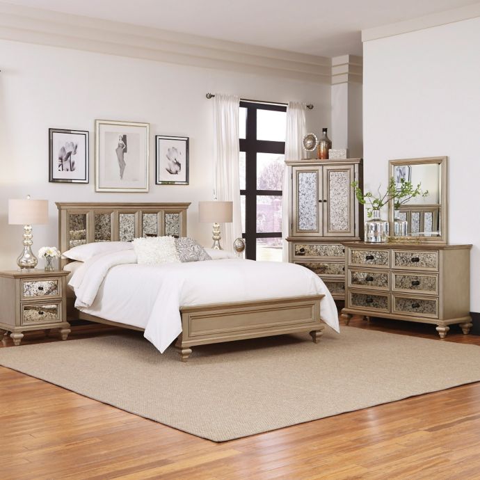 Home Styles Visions 5 Piece Bedroom Set In Silver