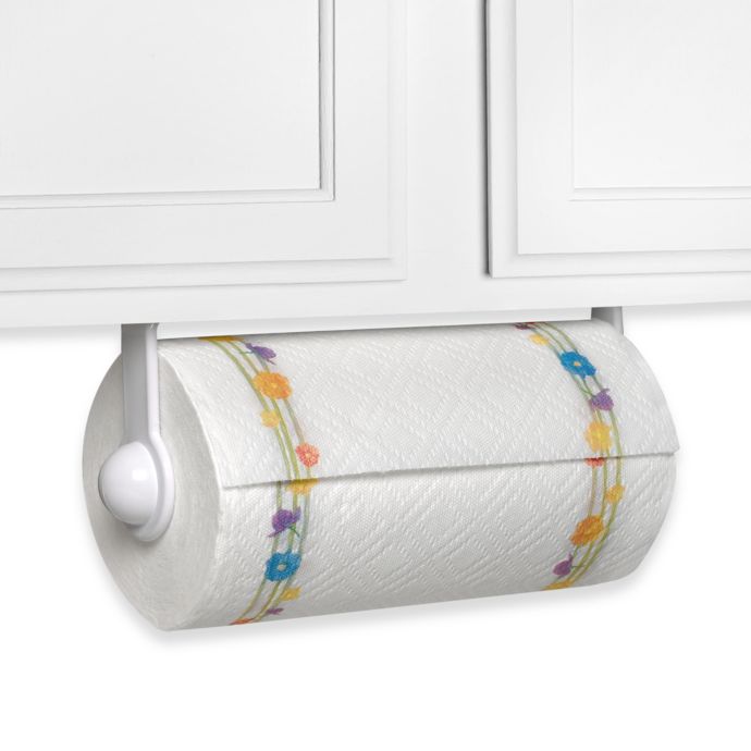 White Paper Towel Holder With Mount | Bed Bath and Beyond ...