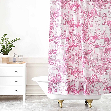 Spring Watercolor Flowers Pink Truck Fabric Shower Curtain Bath Accessory Sets 