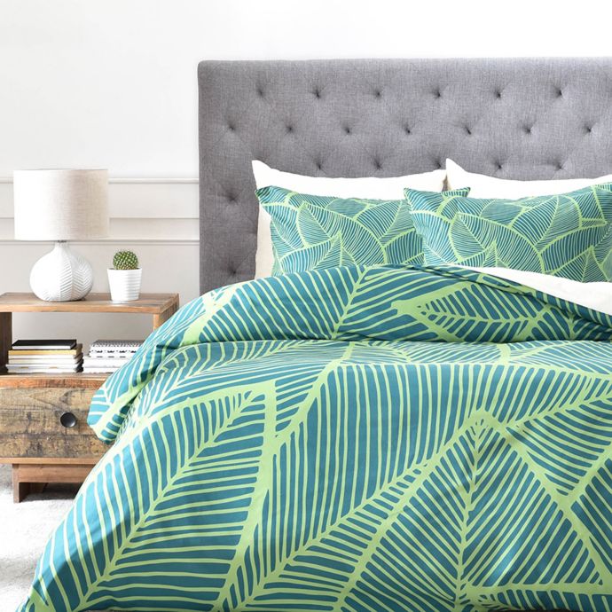 Deny Designs A Lime Leaves Duvet Cover in Green | Bed Bath ...