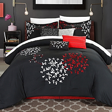 Chic Home Budz 8-Piece Queen Comforter Set in Black. View a larger version of this product image.