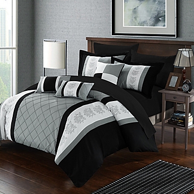 Chic Home Adam 10-Piece Queen Comforter Set in Grey. View a larger version of this product image.