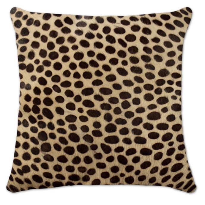 Torino 18 Inch Square Cowhide Cheetah Throw Pillow In Brown Bed