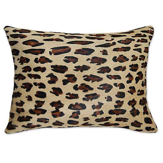Alternate image 1 for Torino Leopard 12-Inch x 20-Inch Oblong Cowhide Throw Pillow in Brown
