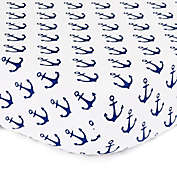 The Peanutshell&trade;  Anchor Fitted Crib Sheet in White/Navy