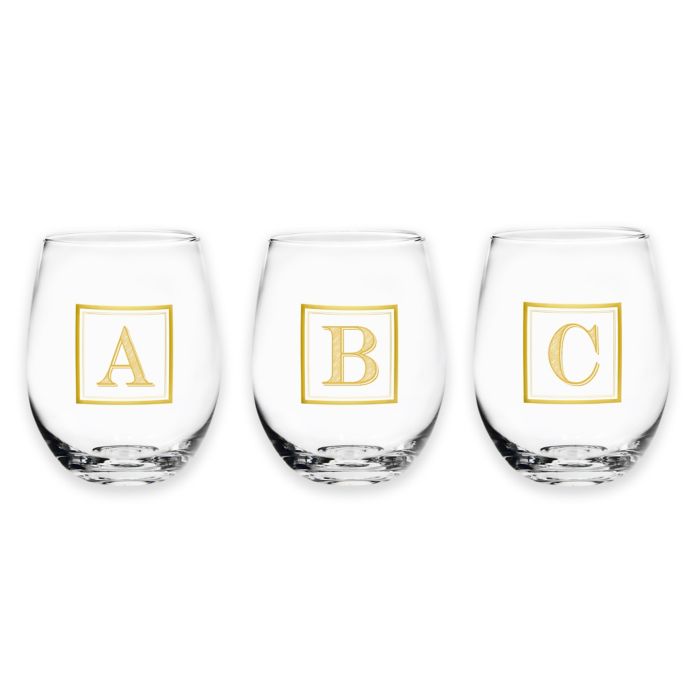 Monogram Letter Stemless Wine Glass in Gold Bed Bath and Beyond Canada