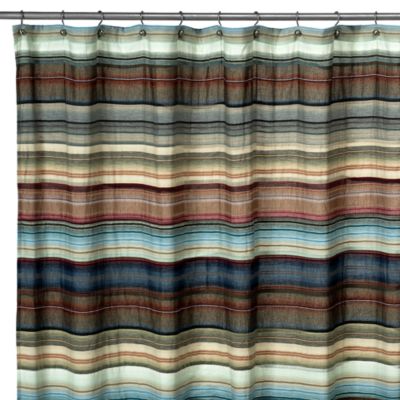 blue cloth shower curtain