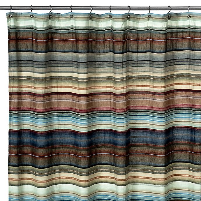 Retro Chic Blue Fabric Shower Curtain, Blue Fabric Shower Curtain