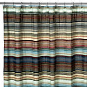 Retro Chic Blue Fabric Shower Curtain