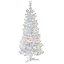 National Tree Company 4-Foot Tinsel Pre-Lit Christmas Tree with Plastic Stand in White Iridescent