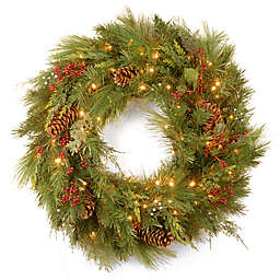 National Tree Company 30-Inch White Pine Pre-Lit Wreath with LED Lights