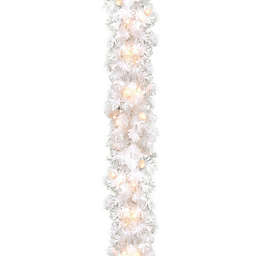 National Tree Company 9-Foot Wispy Willow Grande White Pre-Lit Christmas Garland with Clear Lights