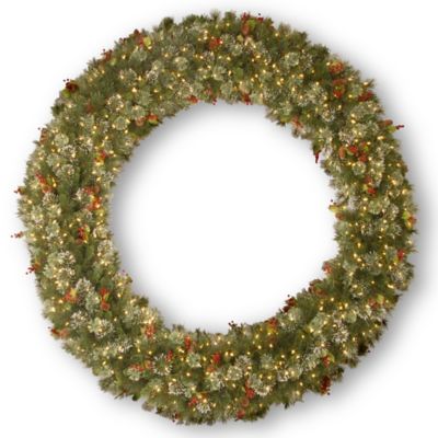 6-Foot Wintry Pine Christmas Wreath with Clear Lights
