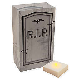 Battery Operated 6-Count RIP Tombstone Luminaria Kit with Timer