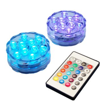 Multi-Color Submersible Battery Operated LED Lights with Remote Control (Set of 2). View a larger version of this product image.