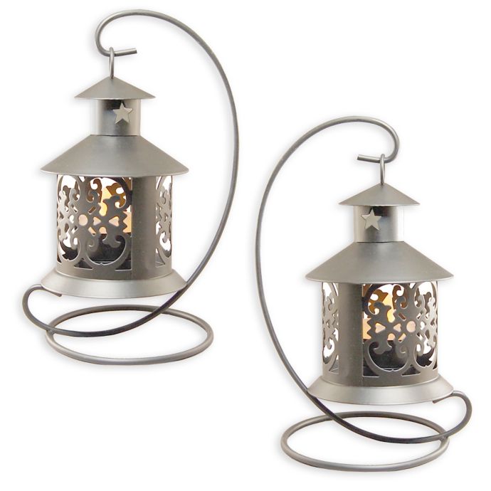 Metal Tabletop Lanterns in Silver (Set of 2) | Bed Bath and Beyond Canada