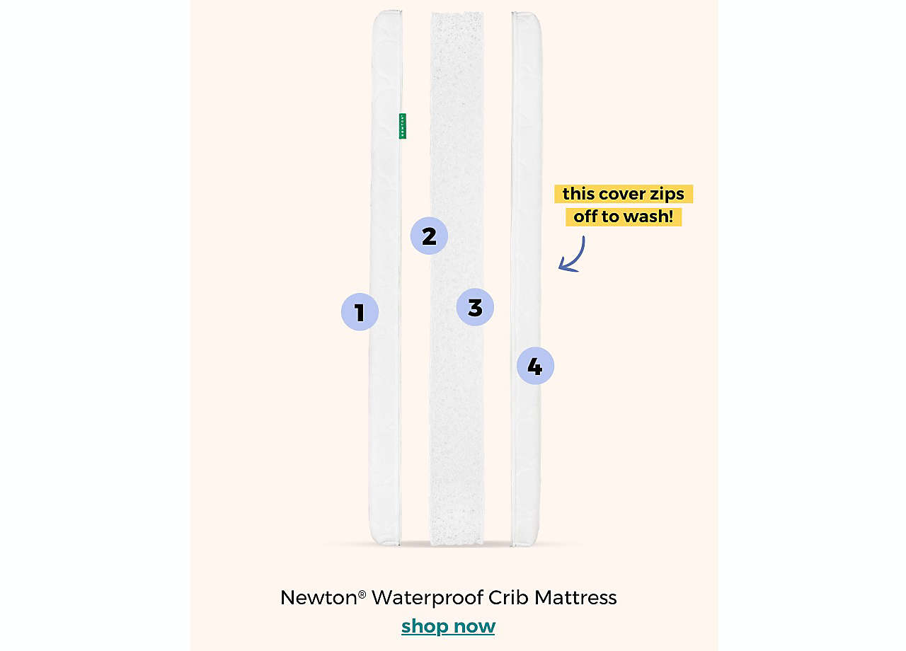 this cover zips off to wash! | Newton® Waterproof Crib Mattress | shop now >