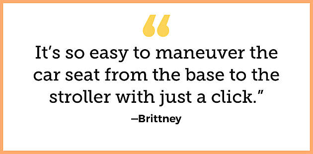 “It’s so easy to maneuver the car seat from the base to the stroller with just a click.