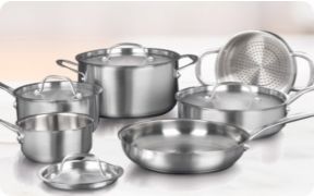 50% off Cuisinart® 10-Piece Brushed Stainless Steel Cookware Set.. Shop Now