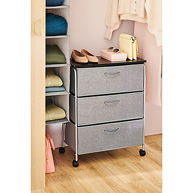 Squared Away&trade; 3-Drawer Storage Cart in Grey. View a larger version of this product image.