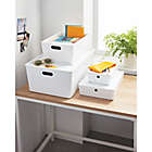 Alternate image 1 for Simply Essential&trade; Shallow Stackable Storage Box with Lid in White
