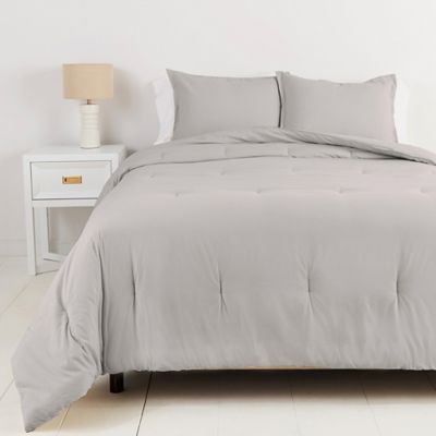 Simply Essential&trade; Garment Washed Solid 2-Piece Twin/XL Comforter Set in Microchip Grey