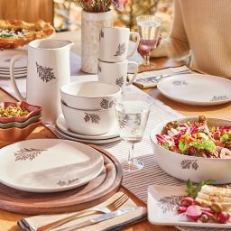 Bee & Willow™ Autumn Leaf Dinnerware Collection in White/Grey